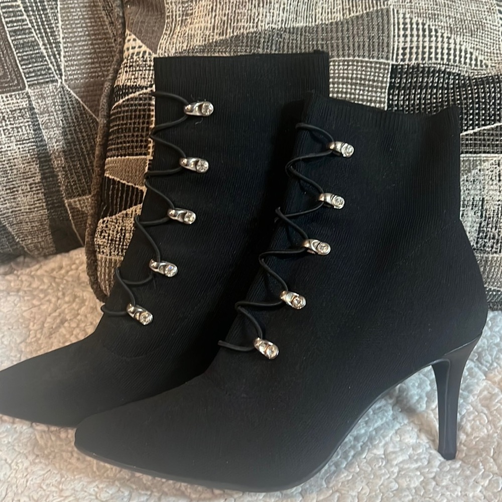 Black lace up ankle booties
